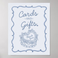 Blue Bow Retro Heart Coquette Cake Kaarten en gesc