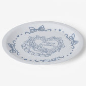 Blue Bow Retro Heart Coquette Cake Verjaardag Papieren Bordje (Gekanteld)