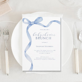 Blue Bow Ribbon Baby shower Brunch Kaart