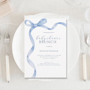 Blue Bow Ribbon Baby shower Brunch Kaart