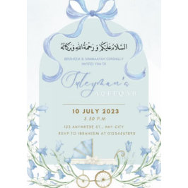 Blue Bow Ribbon Bluebell Aqeeqah nodigt uit Kaart