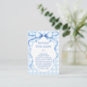 Blue Bow Ribbon Boeken voor Baby Waterverf Informatiekaartje (Staand voorkant)