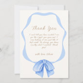 Blue  Bow Ribbon Boy Baby shower Bedankkaart (Voorkant)