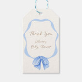 Blue Bow Ribbon Boy Baby shower Cadeaulabel (Voorkant)