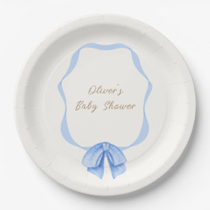Blue Bow Ribbon Boy Baby shower Papieren Bordje