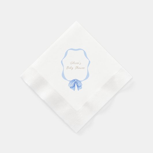 Blue  Bow Ribbon Boy Baby shower Servet (Hoek)