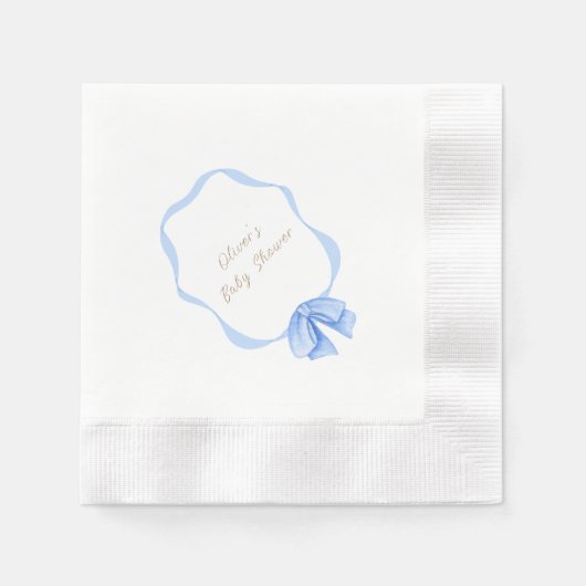 Blue Bow Ribbon Boy Baby shower Servet (Voorkant)