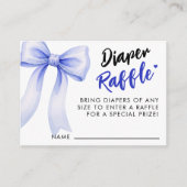 Blue Bow Ribbon Cute Baby Shower Diaper Raffle Informatiekaartje (Voorkant)