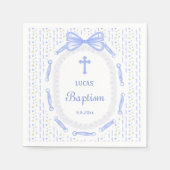 Blue Bow Ribbon Lijst Bloemdoop Servet (Voorkant)