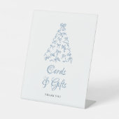 Blue Bow Scribble Christmas Tree Bridal Shower  Reclamebord Met Voetstuk (Voorkant)