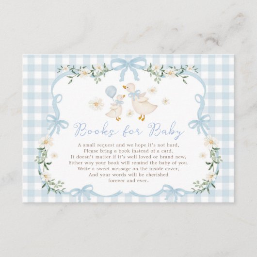 Blue Bow Silly Goose Books for Baby Boy Informatiekaartje (Voorkant)