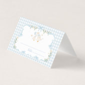 Blue Bow Silly Goose Boy Baby Shower Place Cards (Front)