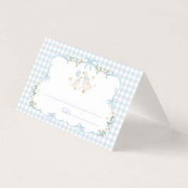 Blue Bow Silly Goose Boy Baby Shower Place Cards Kaart