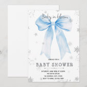Blue Bow snowflake invitation (Devant / Derrière)