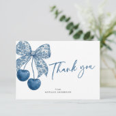 Blue Bow Something Blue Theme Bridal Shower Bedankkaart (Staand voorkant)