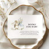 Blue Bow Squirrel Books for Baby Shower Card Informatiekaartje