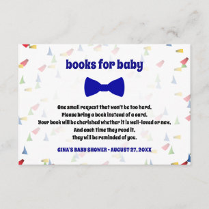Blue Bow Stropdas Baby Boy Shower Book Request Kaa Informatiekaartje