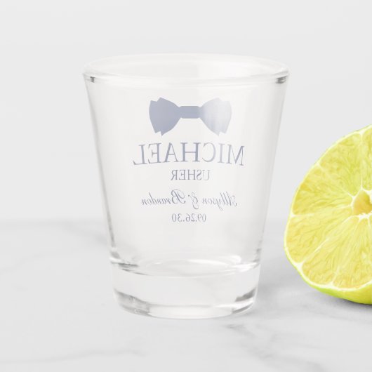 Blue Bow Stropdas Usher Shot Glas (Achterkant)