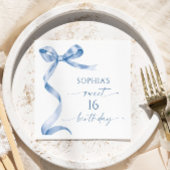 Blue Bow Sweet 16 Verjaardagsfeest Servet