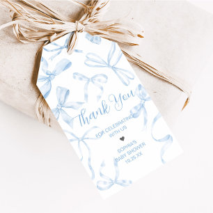 Blue Bow Sweet 16th Birthday Party Favoriet Tags Cadeaulabel
