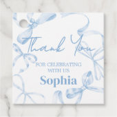 Blue Bow Sweet Sixteen Birthday Bedankjes Labels (Voorkant)