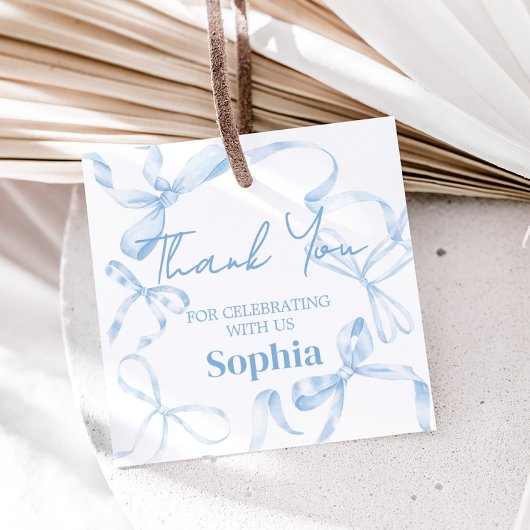 Blue Bow Sweet Sixteen Birthday Bedankjes Labels