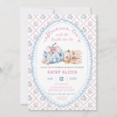  Blue Bow Toile Tea vrijgezellenfeest Kaart (Voorkant)