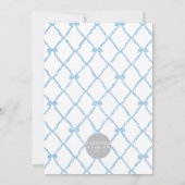 Blue Bow Trellis Baby shower Invitation Kaart (Achterkant)