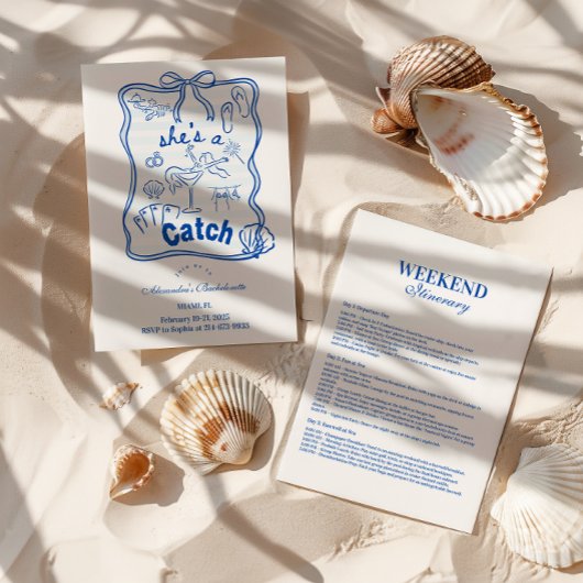 Blue Bow Tropical Bachelorette Kaart