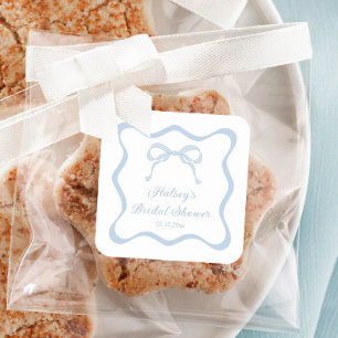 Blue Bow Tying the Knot Vrijgezellenfeest Vierkante Sticker