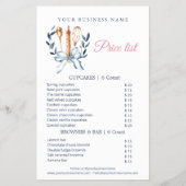 Blue Bow Utensils Cooking Bakery Price List Flyer (Achterkant)