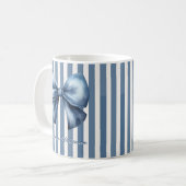 Blue Bow Watercolor Stripe Design Koffiemok (Voorkant links)