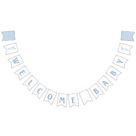 Blue bow welkom baby shower bunting banner