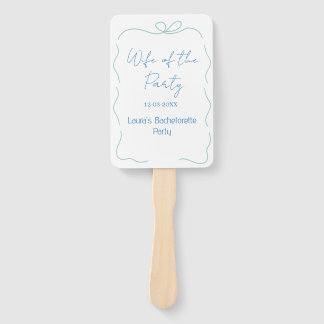 blue bow wife of the party name date spanish borde handwaaier