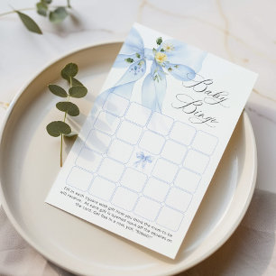 Blue Bow Wildflower Baby Bingo Baby shower spel