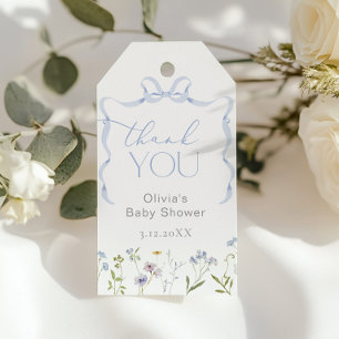 Blue Bow Wildflower Baby in bloei Dank u Cadeaulabel