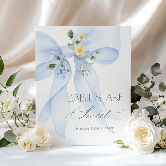 Blue Bow Wildflower Baby's zijn zoet Poster