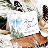 Blue Bow Winter Baby shower Dank u kaart
