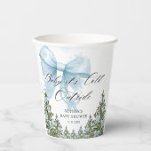 Blue Bow Winter Baby shower Papieren Bekers (Voorkant)