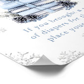 Blue Bow Winter Books Baby Shower Diaper Raffle Poster (Hoek)