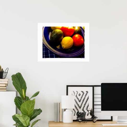 Blue Bowl of Fruit Poster (Bureau à domicile)