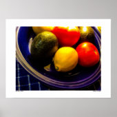 Blue Bowl of Fruit Poster (Devant)