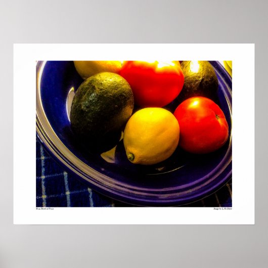 Blue Bowl of Fruit Poster (Devant)