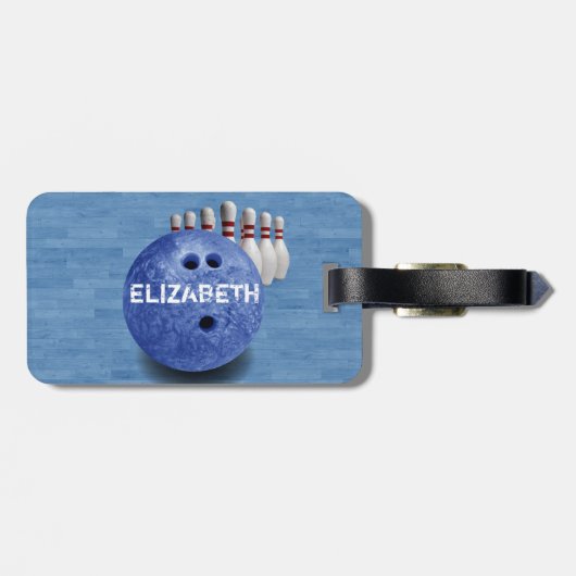 Blue Bowling aangepaste bagage Bagagelabel (Achterkant horizontaal)