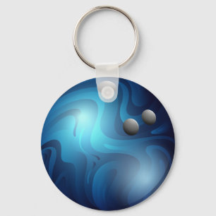 Blue Bowling Ball Keyring sleutelhanger