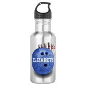 Blue Bowling Custom Ball Water Bottle Waterfles (Voorkant)