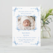 Blue Bows Baby Boy Photo Faire-part de naissance C (Debout devant)