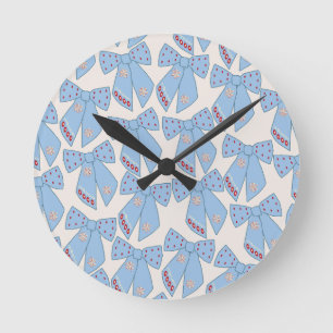 Blue Bows Coquette Ronde Klok