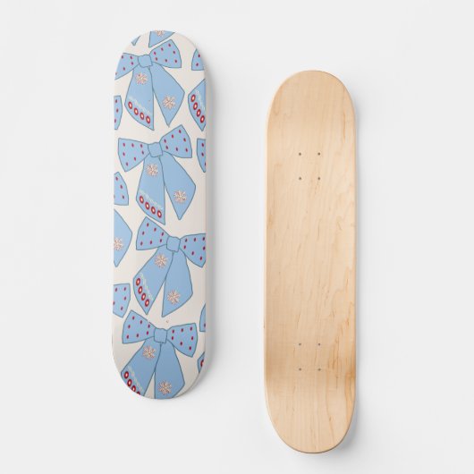Blue Bows Coquette Skateboard (Voorkant)