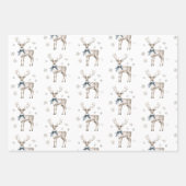 Blue Bows Deer Snowflakes Christmas Inpakpapier Vel (Voorkant)